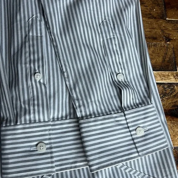 Calvin Klein Men's Pinstripe Dress Shirt - Black and White - Picture 5 of 6